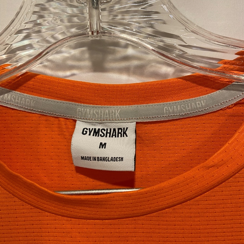 Gymshark Orange Athletic Workout Performance T-shirt Slim Fit Mens Medium - Picture 3 of 5